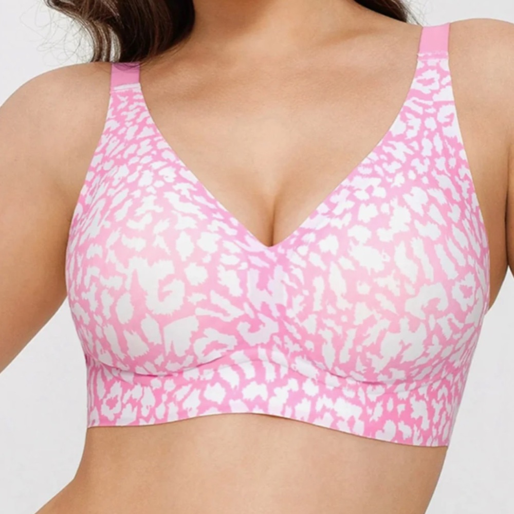 Seamless Wireless Jelly Leopard Contour Minimizer Support Bra